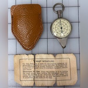 Vintage Map Measure with Brown Leather Case
